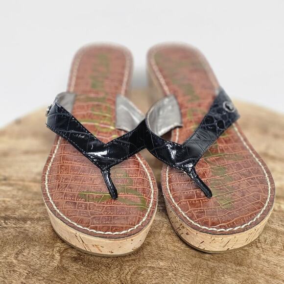 Sam Edelman Shoes - Sam Edelman Black Wedge Sandal Size 8.5 Vacation Beach Summer Romy Neutral